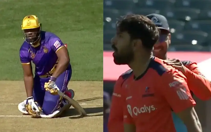 MLC 2025: Haris Rauf Pumped Up As He Brings Andre Russell Down To His Knees